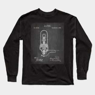 Light Bulb Patent - Industrial Design Housewarming Art - Black Chalkboard Long Sleeve T-Shirt